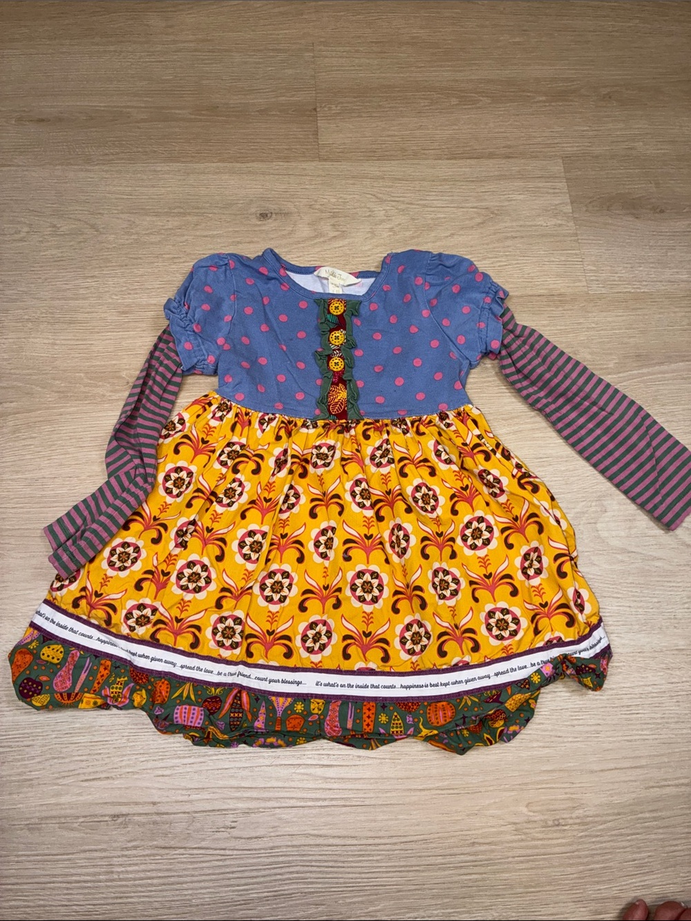 Matilda Jane Colorful Floral Yellow and Blue Layered Dress